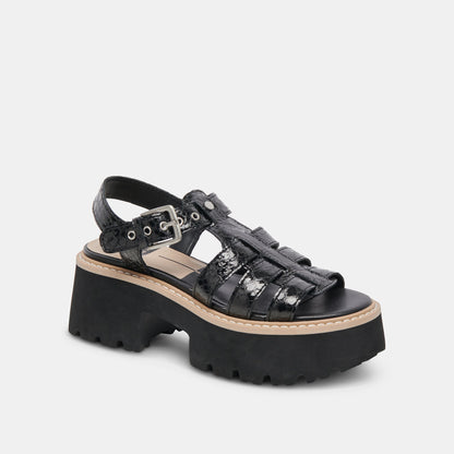 LATICE SANDALS MIDNIGHT EMBOSSED LEATHER - Dolce Vita