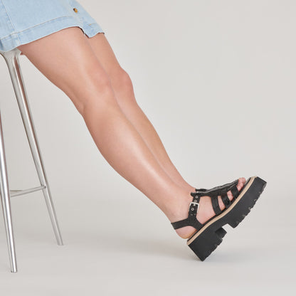 LATICE SANDALS MIDNIGHT EMBOSSED LEATHER - Dolce Vita