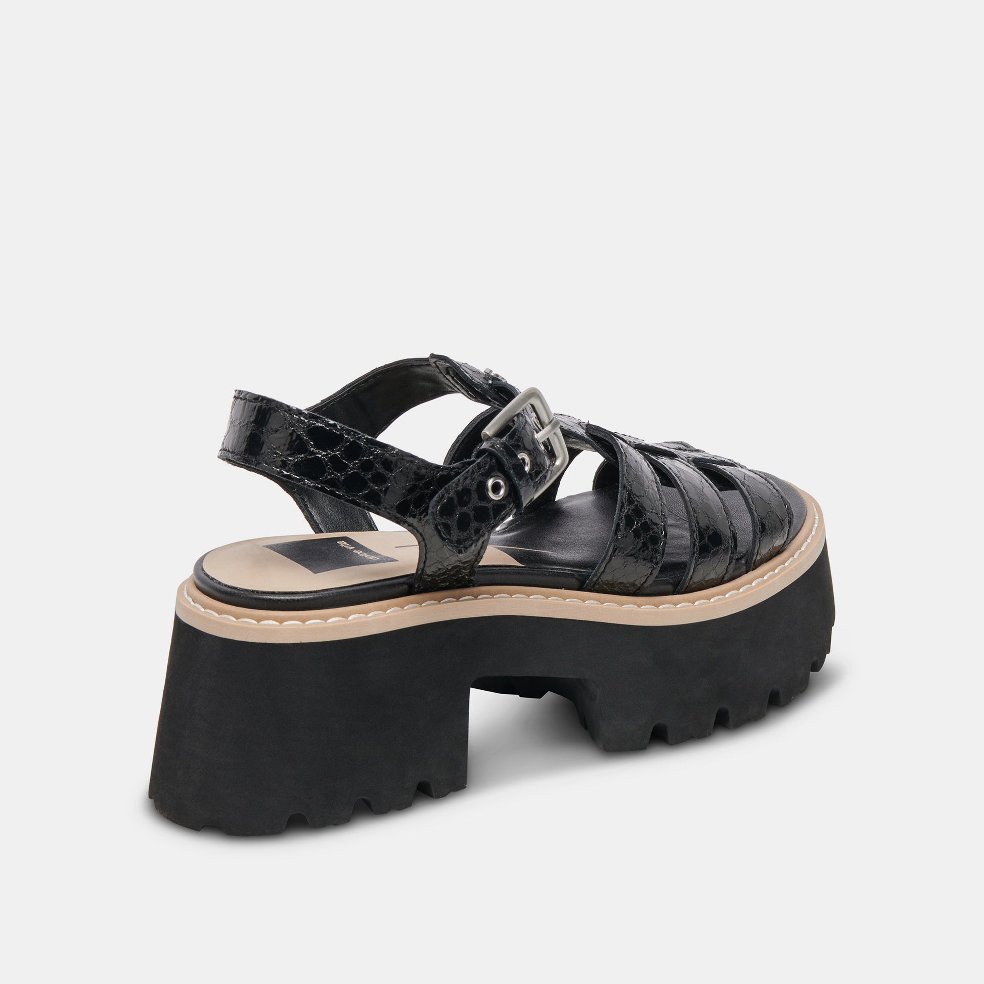 LATICE SANDALS MIDNIGHT EMBOSSED LEATHER - Dolce Vita