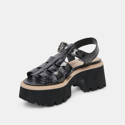 LATICE SANDALS MIDNIGHT EMBOSSED LEATHER - Dolce Vita