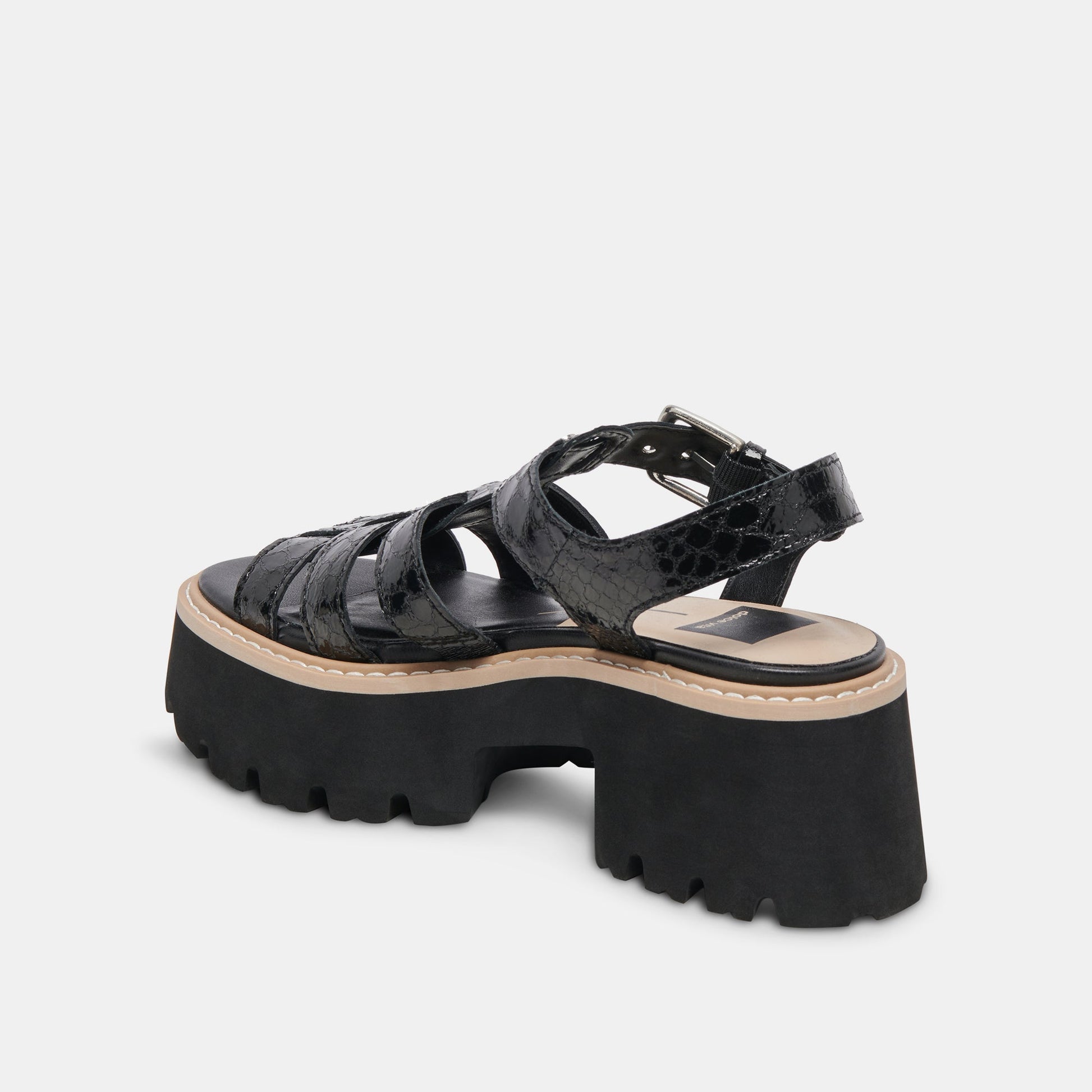 LATICE SANDALS MIDNIGHT EMBOSSED LEATHER - Dolce Vita
