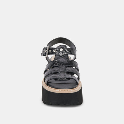 LATICE SANDALS MIDNIGHT EMBOSSED LEATHER - Dolce Vita