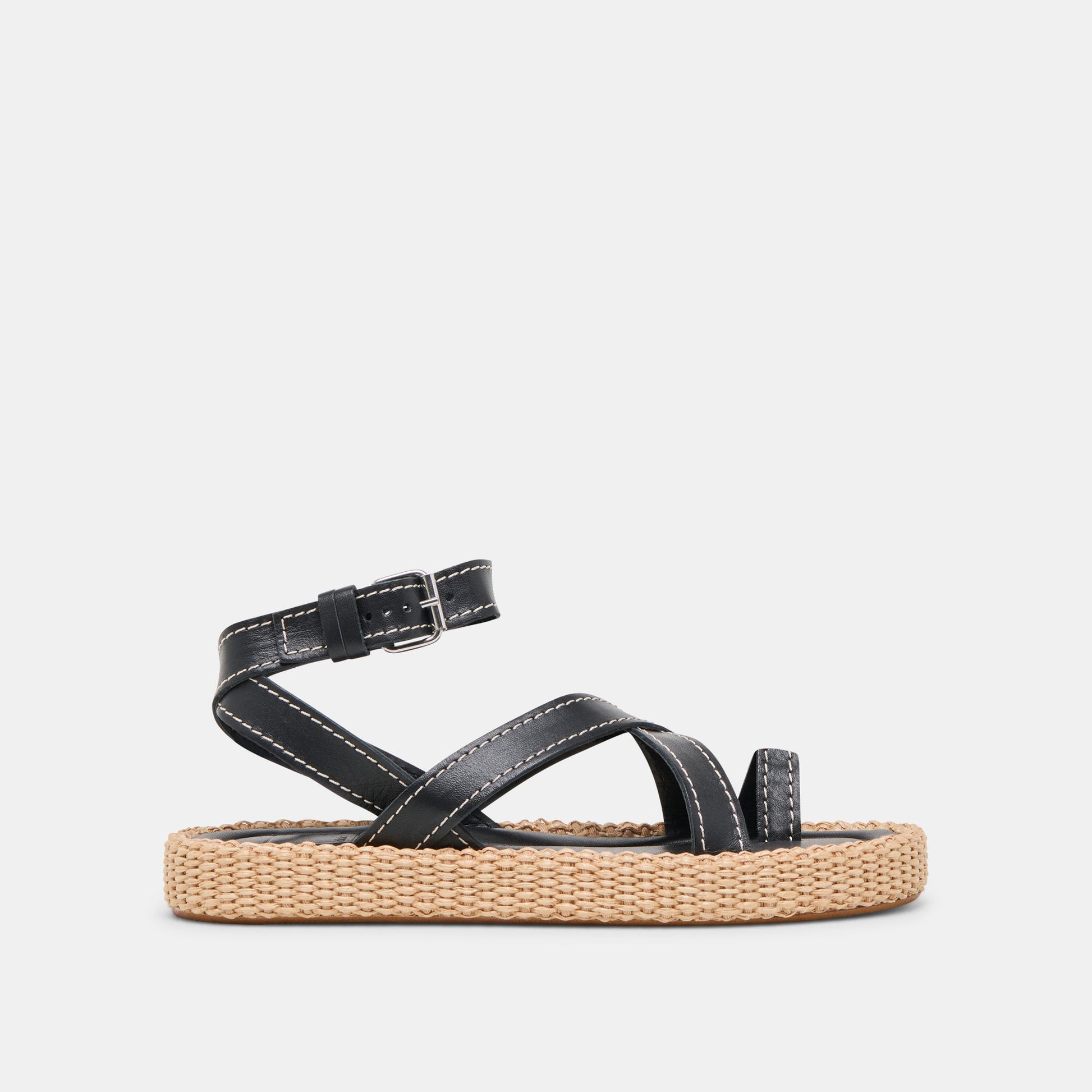 ROXIE SANDALS BLACK LEATHER - Dolce Vita