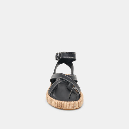 ROXIE SANDALS BLACK LEATHER - Dolce Vita