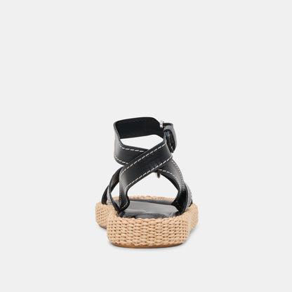 ROXIE SANDALS BLACK LEATHER - Dolce Vita
