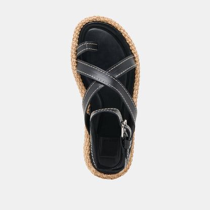 ROXIE SANDALS BLACK LEATHER - Dolce Vita