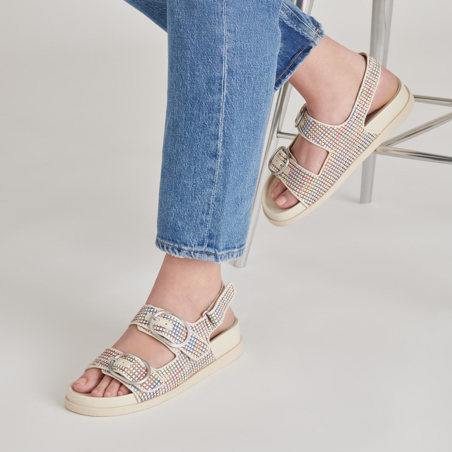STARLA PRIDE SANDALS WHITE MULTI RAFFIA - Dolce Vita