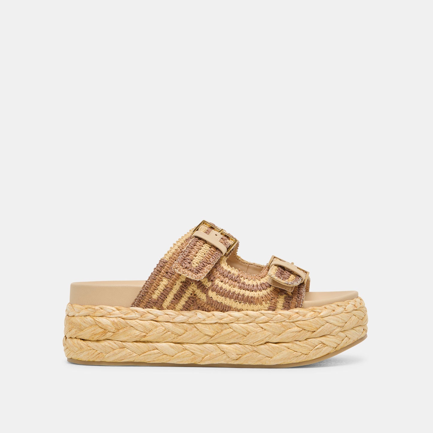 Falyn Brown Natural Woven Raffia Sandals - Dolce Vita