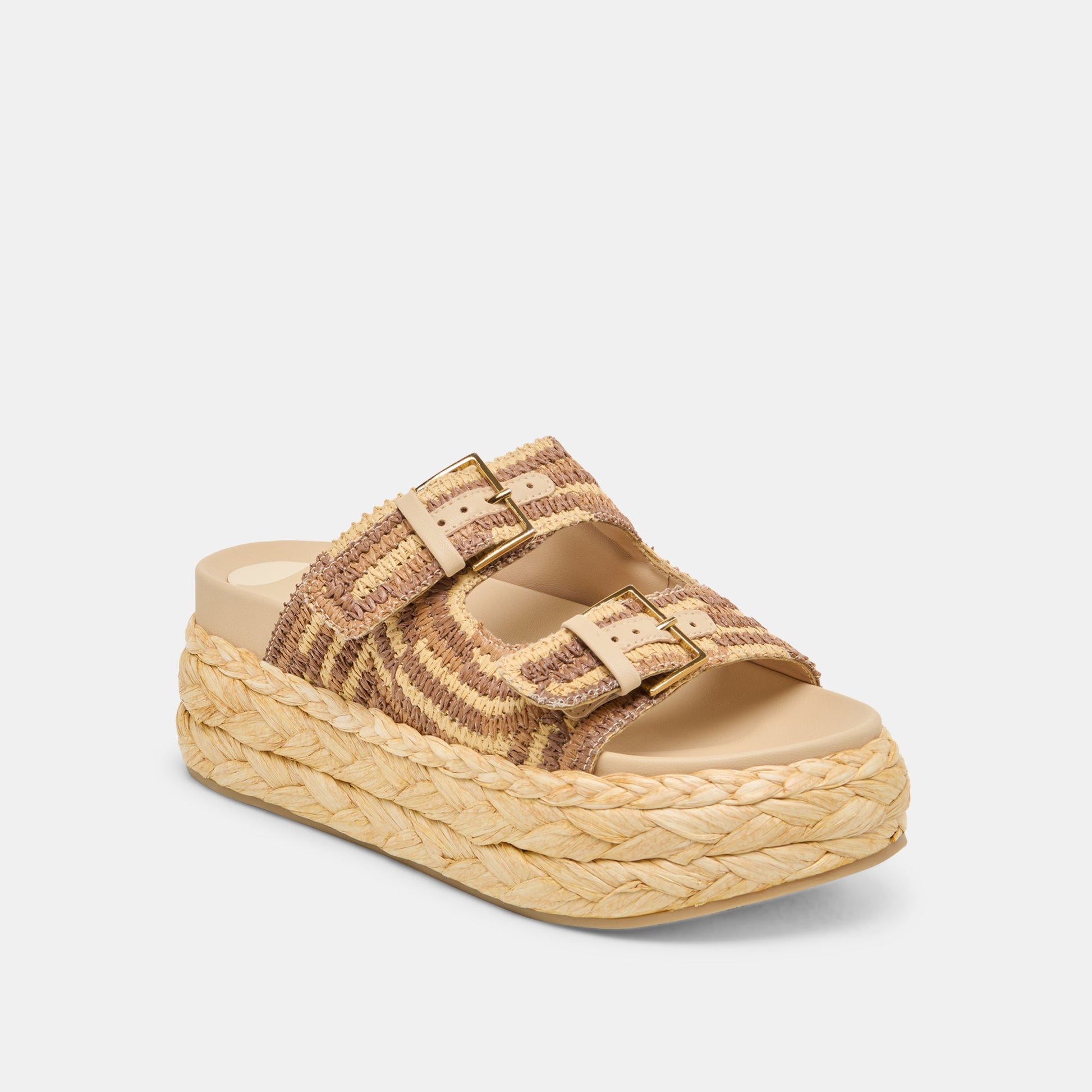 Falyn Brown Natural Woven Raffia Sandals - Dolce Vita