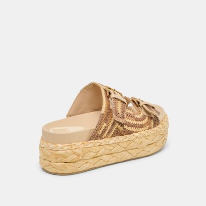 Falyn Brown Natural Woven Raffia Sandals - Dolce Vita