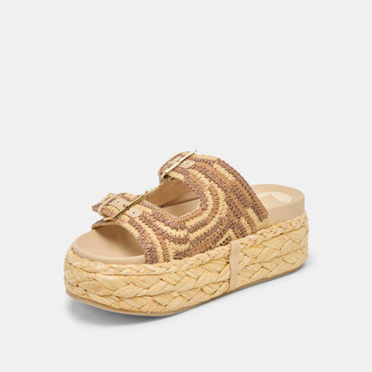 Falyn Brown Natural Woven Raffia Sandals - Dolce Vita