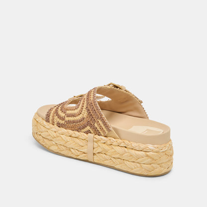 Falyn Brown Natural Woven Raffia Sandals - Dolce Vita