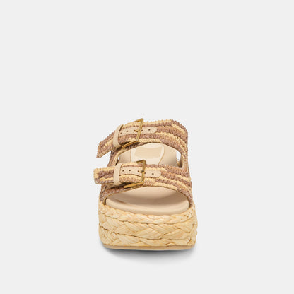 Falyn Brown Natural Woven Raffia Sandals - Dolce Vita