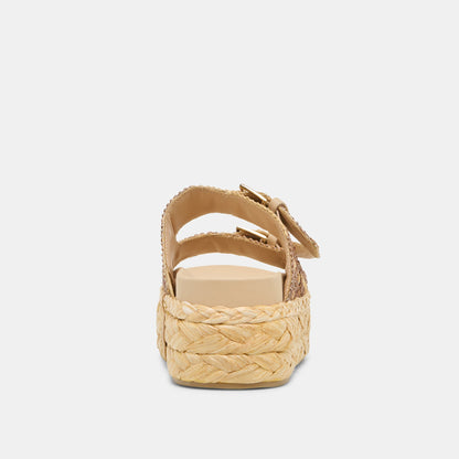 Falyn Brown Natural Woven Raffia Sandals - Dolce Vita