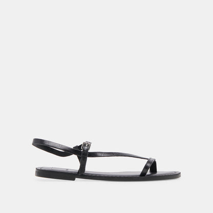 WANDRE SANDALS NOIR EMBOSSED LEATHER - Dolce Vita