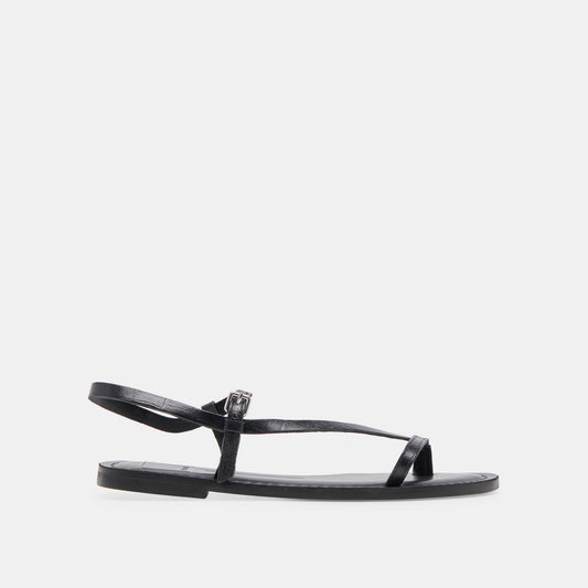 WANDRE SANDALS NOIR EMBOSSED LEATHER - Dolce Vita