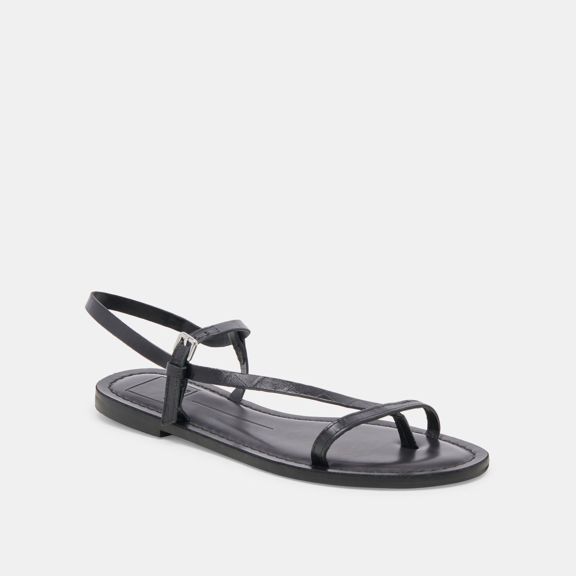 WANDRE SANDALS NOIR EMBOSSED LEATHER - Dolce Vita