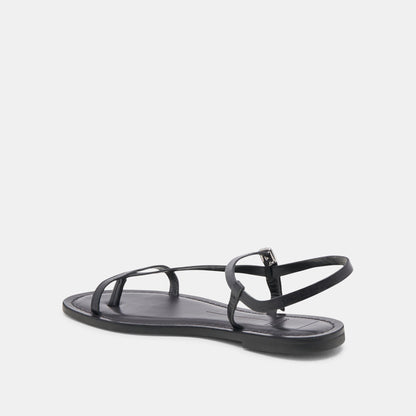 WANDRE SANDALS NOIR EMBOSSED LEATHER - Dolce Vita
