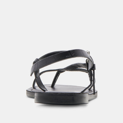 WANDRE SANDALS NOIR EMBOSSED LEATHER - Dolce Vita