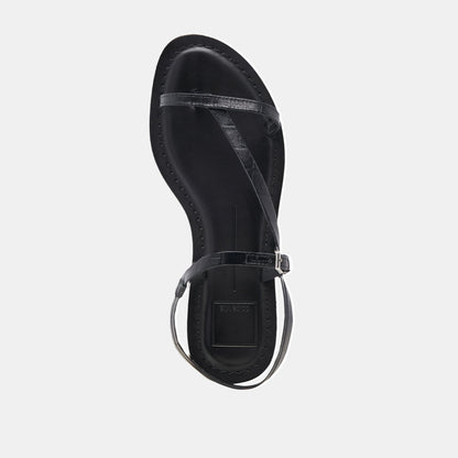 WANDRE SANDALS NOIR EMBOSSED LEATHER - Dolce Vita