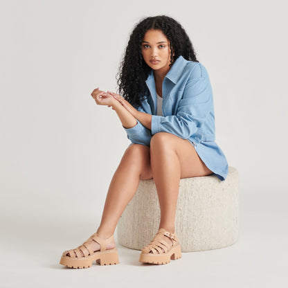 LASLY TONAL SANDALS CAFE LEATHER - Dolce Vita