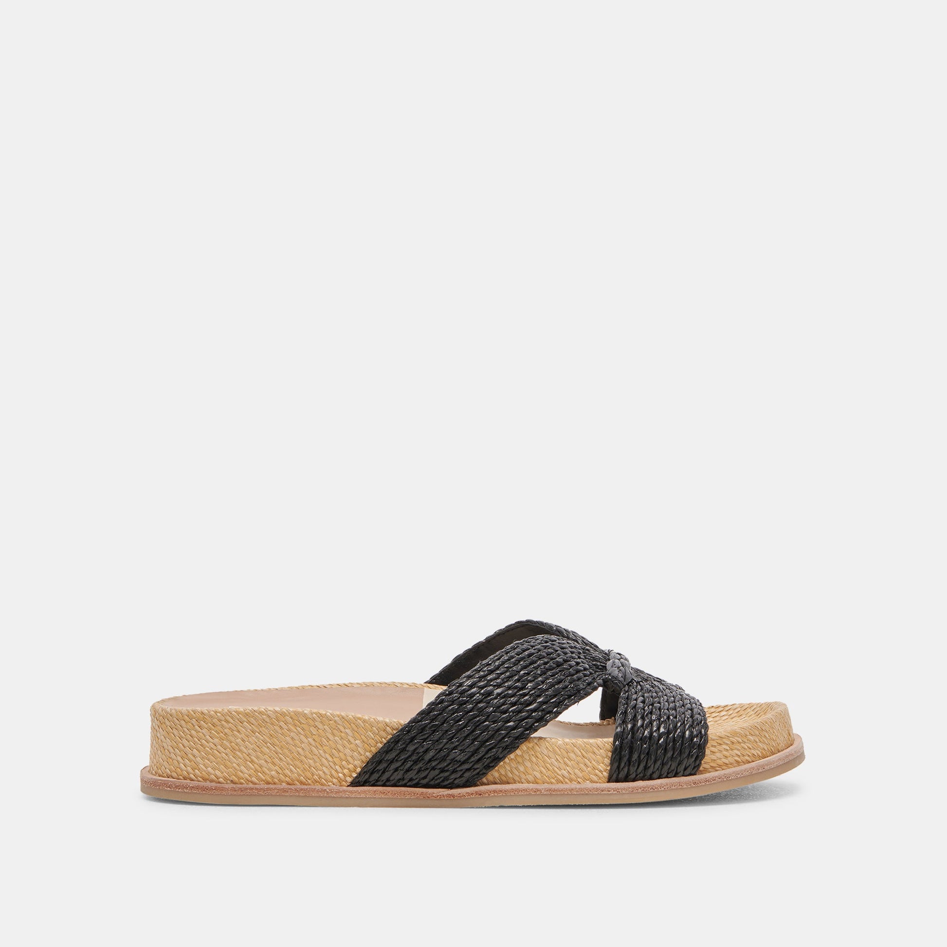 SELDA WIDE SANDALS ONYX RAFFIA - Dolce Vita