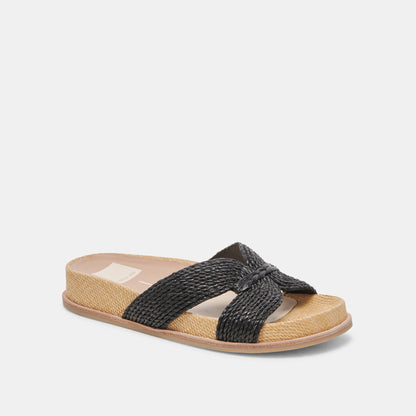 SELDA WIDE SANDALS ONYX RAFFIA - Dolce Vita