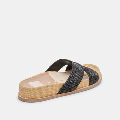 SELDA WIDE SANDALS ONYX RAFFIA - Dolce Vita