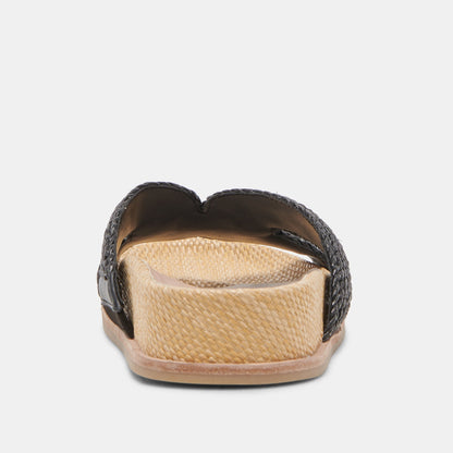SELDA WIDE SANDALS ONYX RAFFIA - Dolce Vita