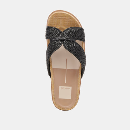 SELDA WIDE SANDALS ONYX RAFFIA - Dolce Vita