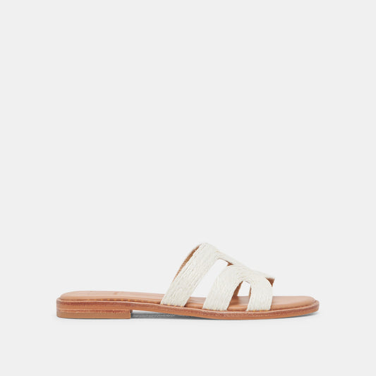 EMON SANDALS WHITE RAFFIA - Dolce Vita