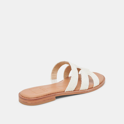 EMON SANDALS WHITE RAFFIA - Dolce Vita