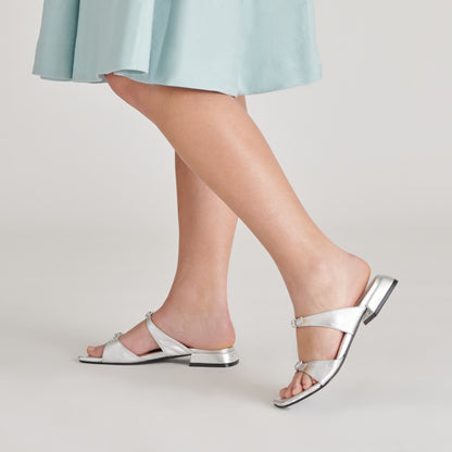 LAVERN SANDALS SILVER METALLIC LEATHER - Dolce Vita