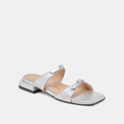 LAVERN SANDALS SILVER METALLIC LEATHER - Dolce Vita