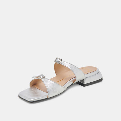 LAVERN SANDALS SILVER METALLIC LEATHER - Dolce Vita