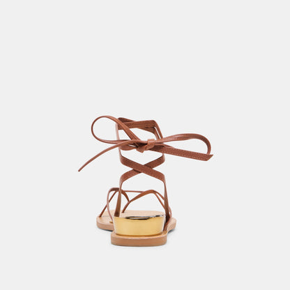 RUDIE SANDALS COGNAC LEATHER - Dolce Vita