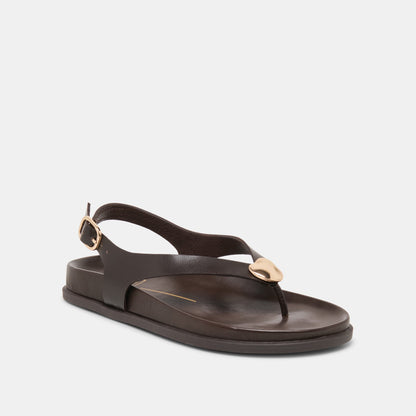 Jony Dk Brown Leather Sandals - Dolce Vita