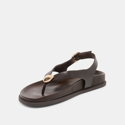 Jony Dk Brown Leather Sandals - Dolce Vita