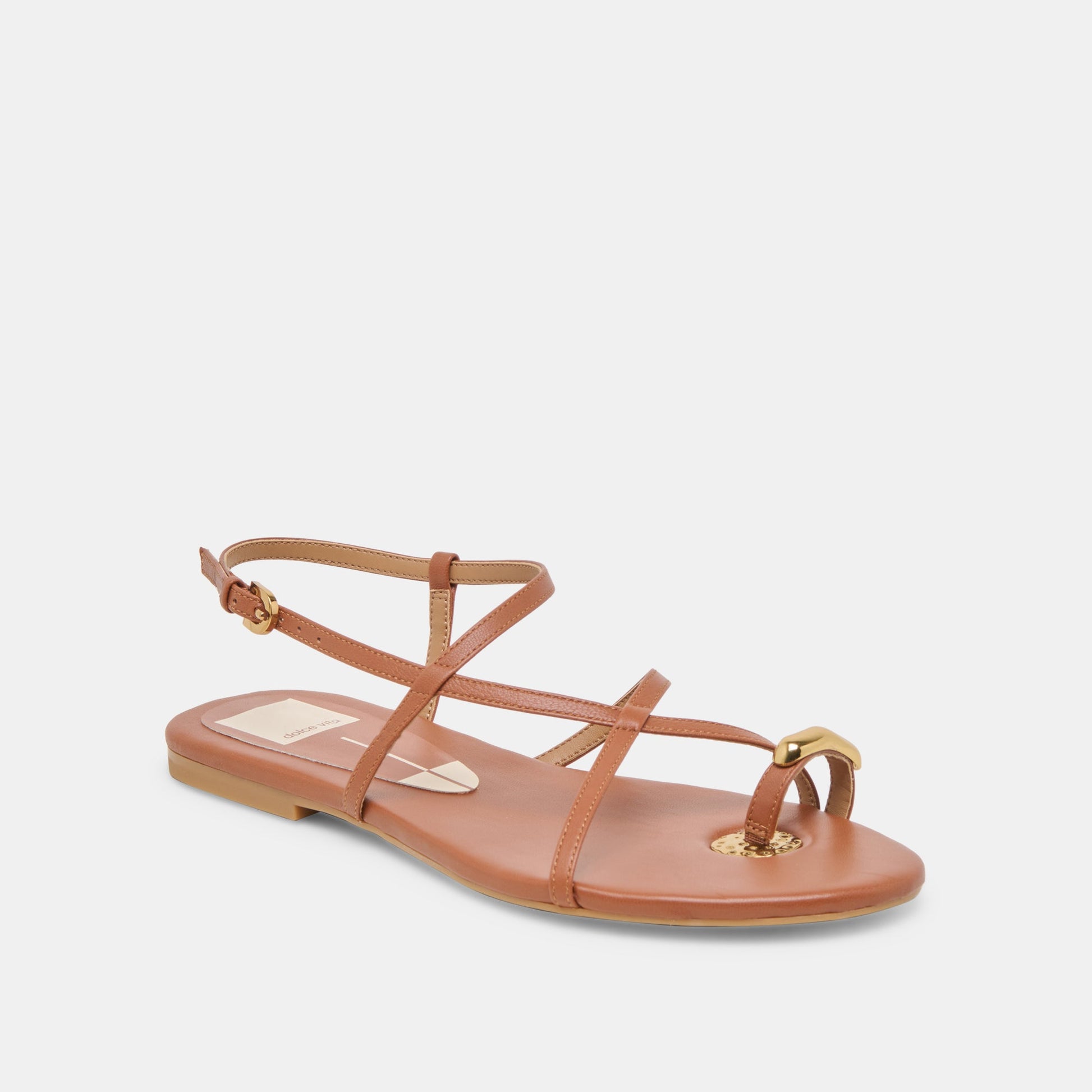KESHA SANDALS COGNAC LEATHER - Dolce Vita