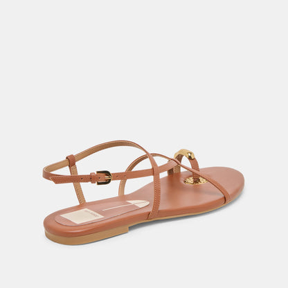 KESHA SANDALS COGNAC LEATHER - Dolce Vita