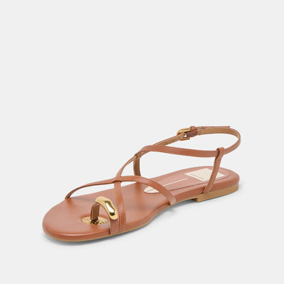 KESHA SANDALS COGNAC LEATHER - Dolce Vita