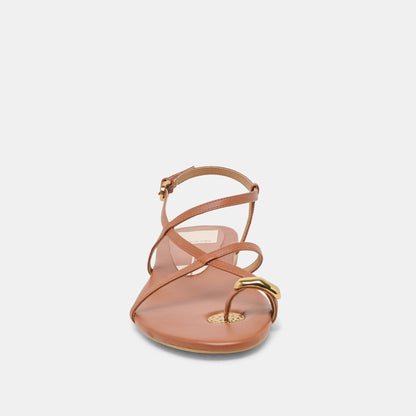 KESHA SANDALS COGNAC LEATHER - Dolce Vita