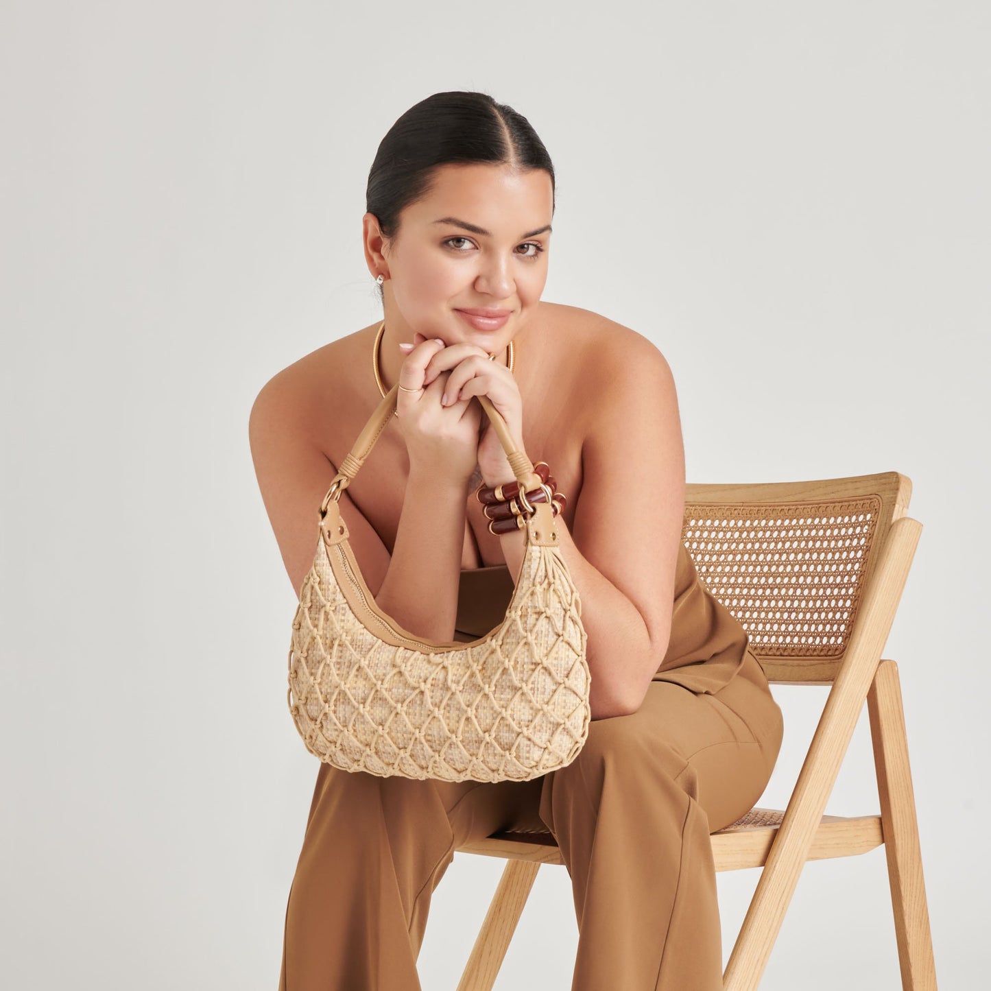 POSITANO SHOULDER BAG NATURAL RAFFIA - Dolce Vita