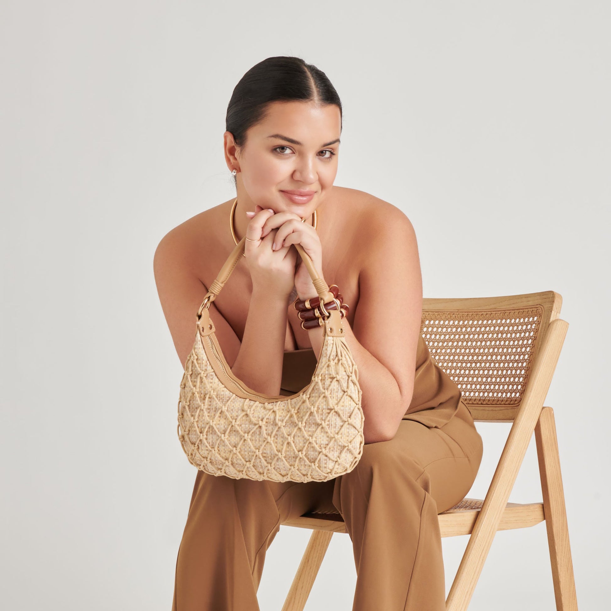 POSITANO SHOULDER BAG NATURAL RAFFIA - Dolce Vita
