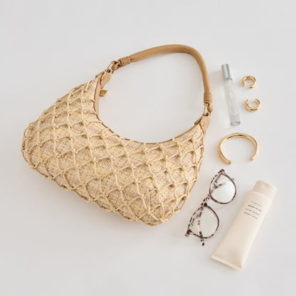 POSITANO SHOULDER BAG NATURAL RAFFIA - Dolce Vita