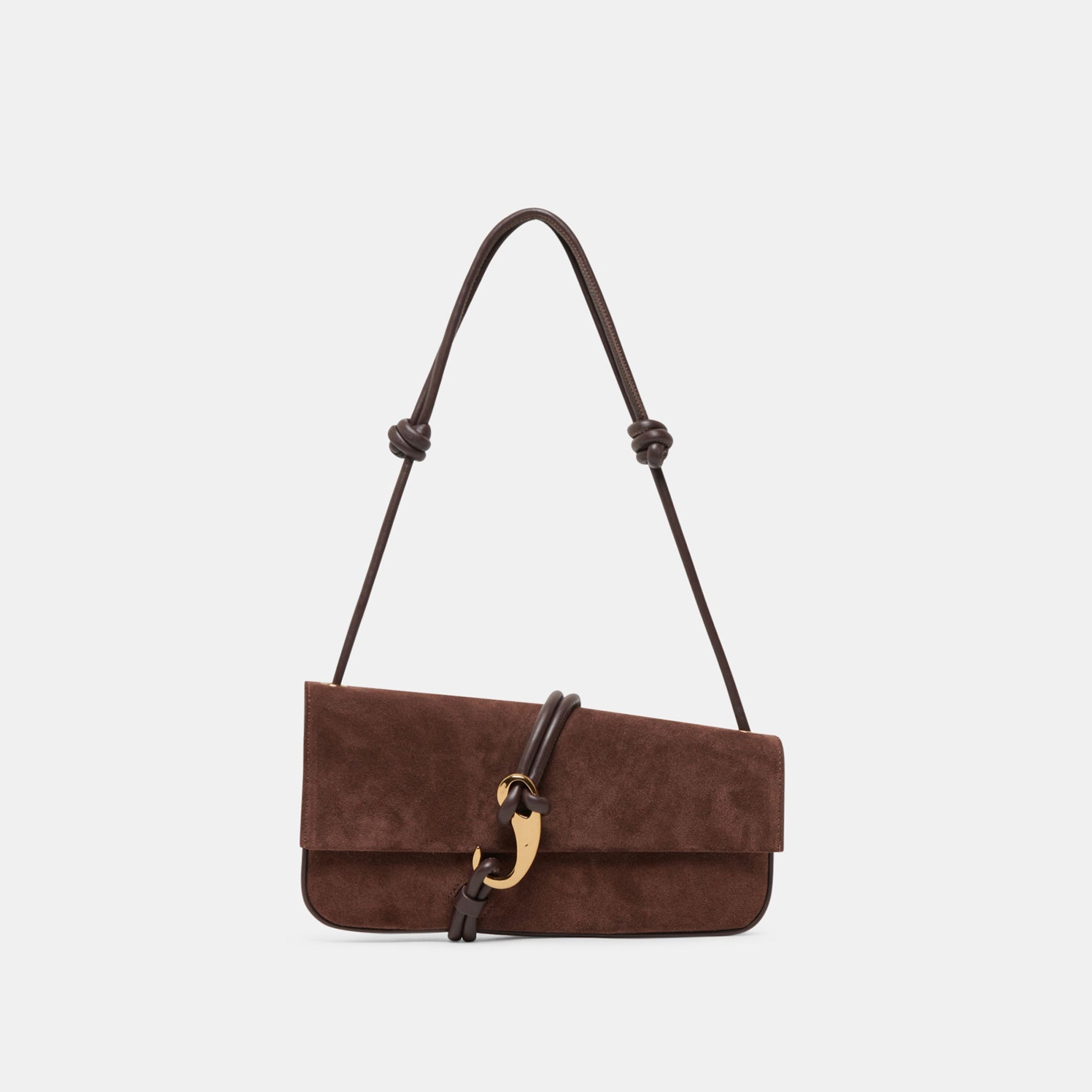Alice Chocolate Suede Shoulder Bag - Dolce Vita