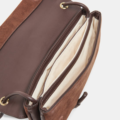 Alice Chocolate Suede Shoulder Bag - Dolce Vita
