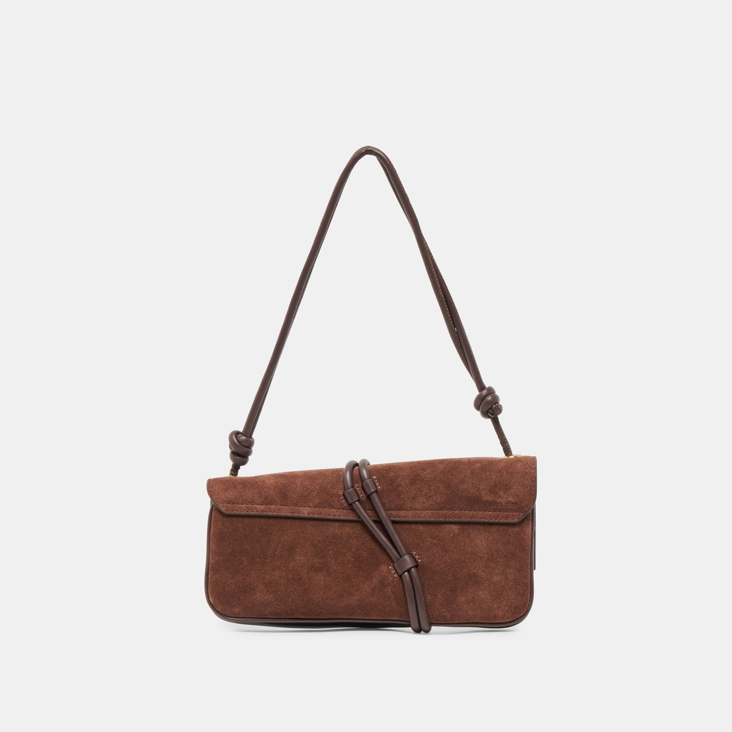Alice Chocolate Suede Shoulder Bag - Dolce Vita