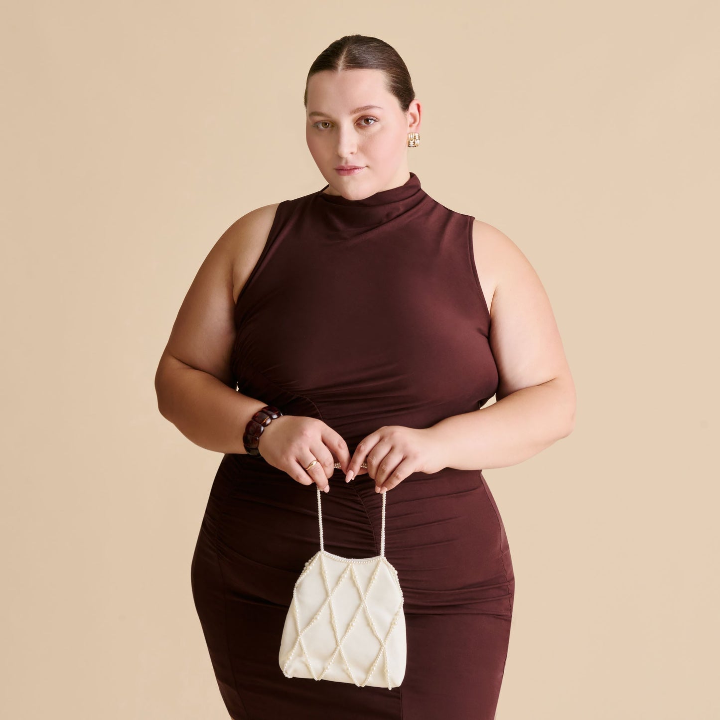 Serilda Ivory Satin Handbag - Dolce Vita