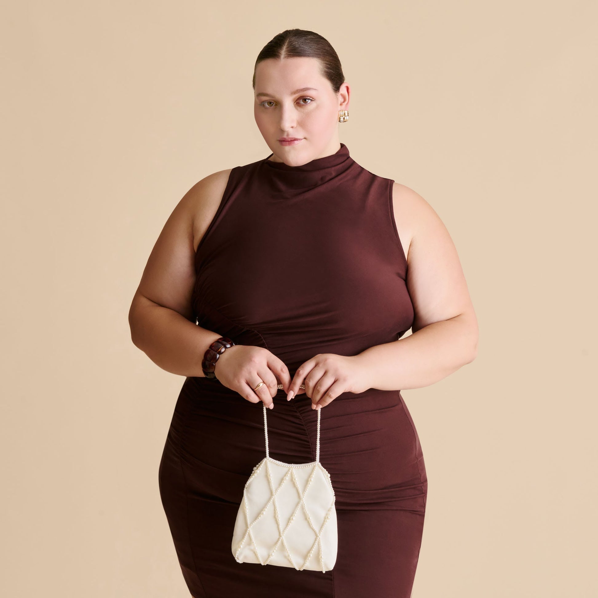 Serilda Ivory Satin Handbag - Dolce Vita
